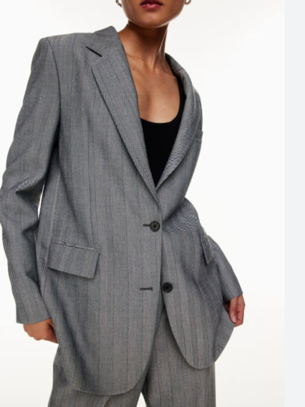 Babaton New Agency Relaxed Single Breasted Herringbone Blazer
